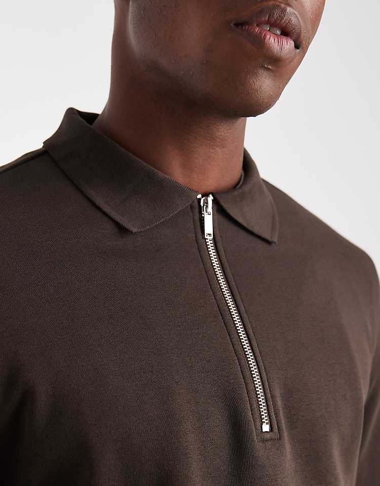 https://images.asos-media.com/products/new-look-1-4-zip-polo-sweatshirt-in-dark-brown/209526735-5?$n_750w$&wid=750&fit=constrain
